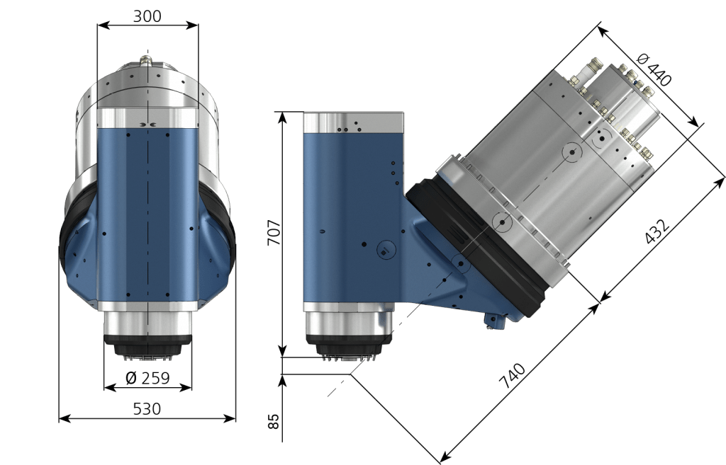 CYTEC CYMILL G-Series 45 degree universal milling head