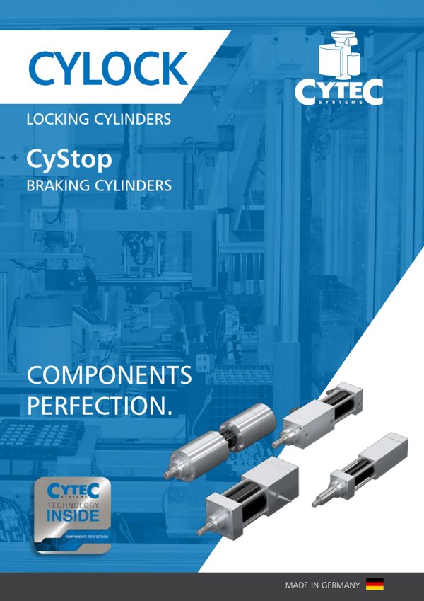 CYLOCK locking cylinders and CYSTOP braking cylinders catalogue cover